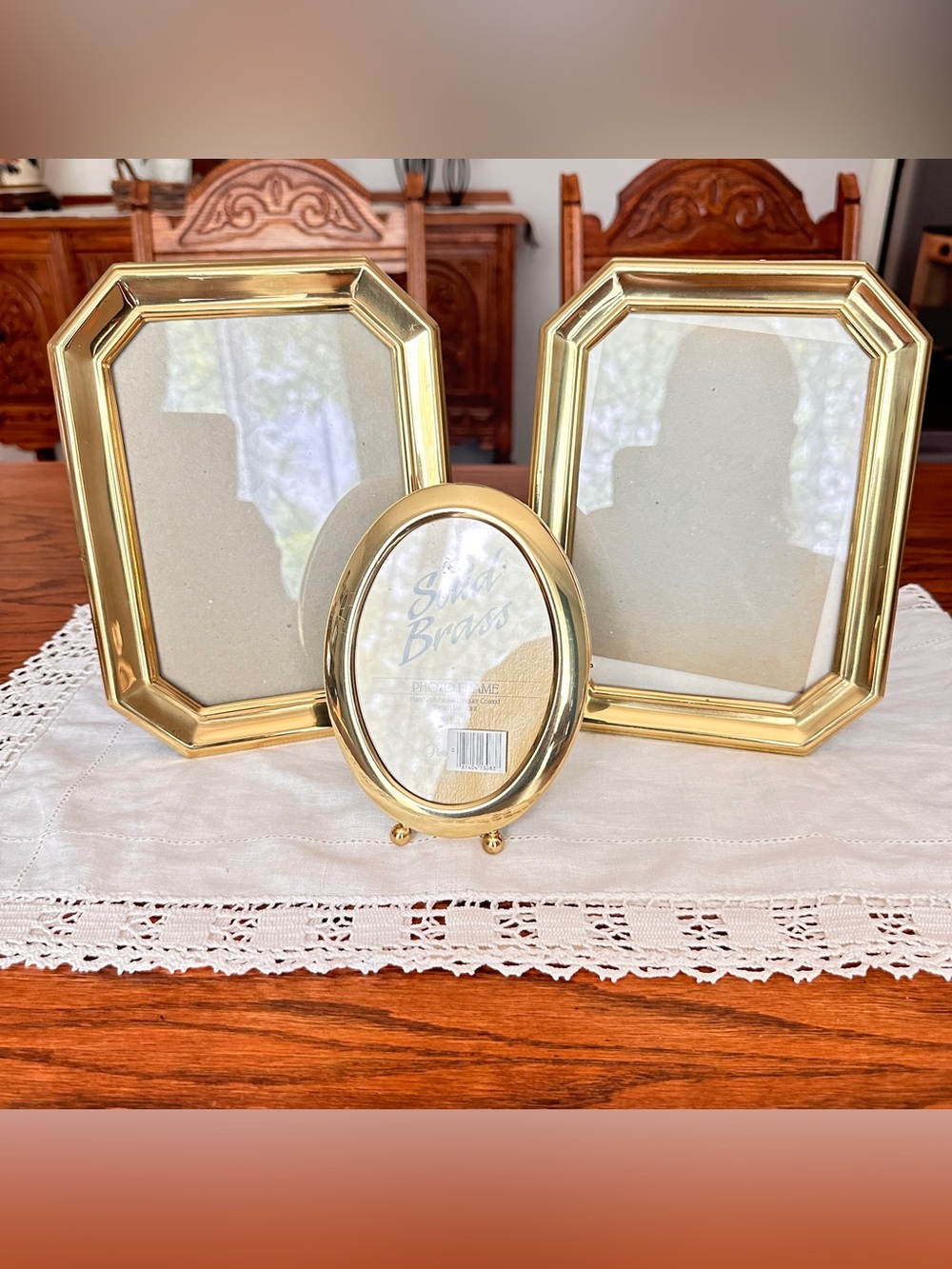 Lot of 3 brass gold tone frames various sizes